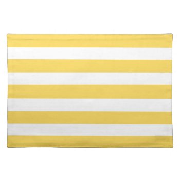 Yellow And White Deckchair Stripes Cloth Placemat by beachcafe at Zazzle