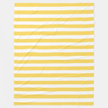 Yellow And White Deckchair Stripes Fleece Blanket by beachcafe at Zazzle