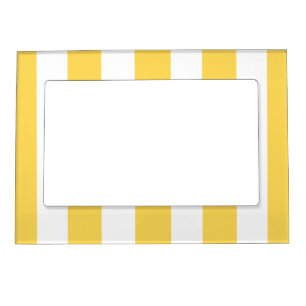Yellow and White Deckchair Stripes Magnetic Frame