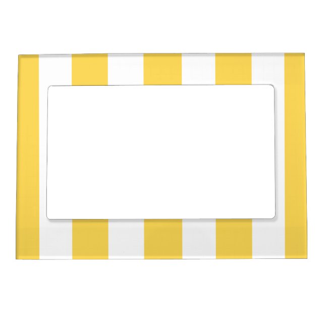 Yellow and White Deckchair Stripes Magnetic Frame (Front)