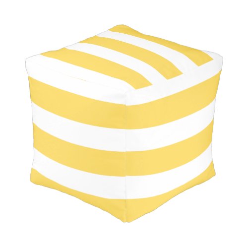 Yellow and White Deckchair Stripes Pouf