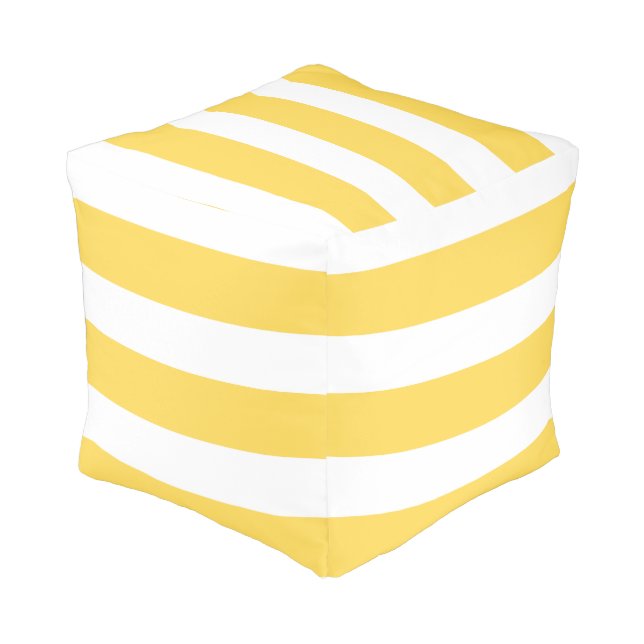 Yellow and White Deckchair Stripes Pouf (Angled Back)