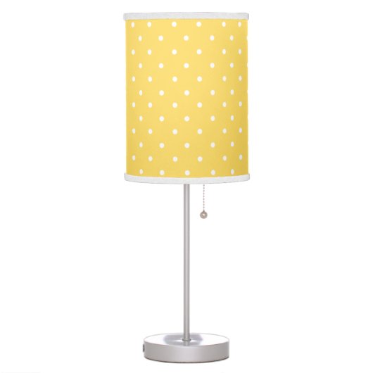 Yellow and white delicate polka dot table lamp (Left)