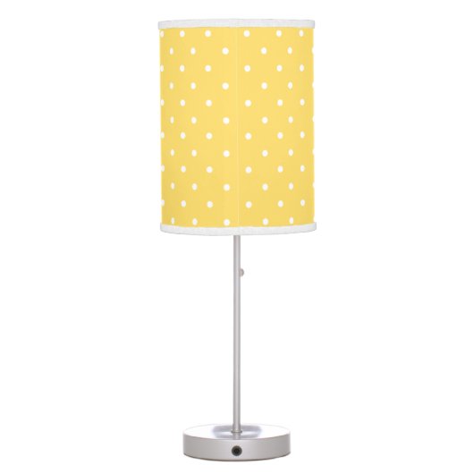 Yellow and white delicate polka dot table lamp (Back)