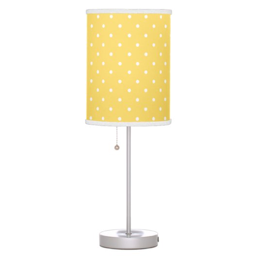 Yellow and white delicate polka dot table lamp (Right)