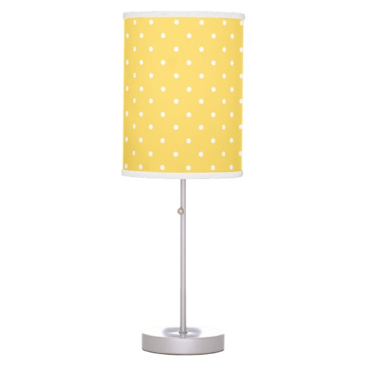Yellow and white delicate polka dot table lamp (Front)