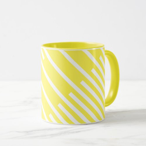 Yellow and white diagonal Mug