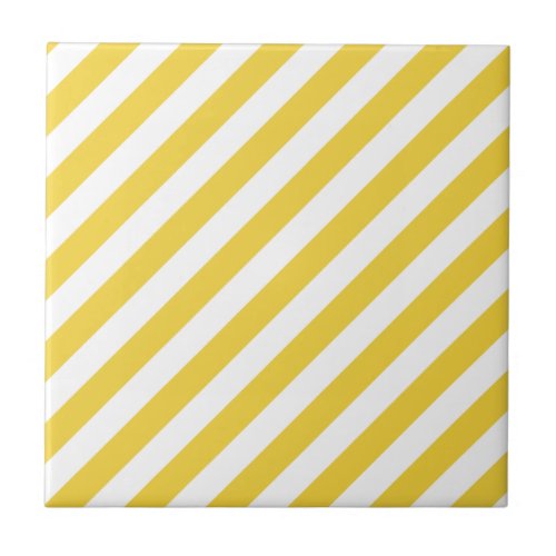 Yellow and White Diagonal Stripes Pattern Tile