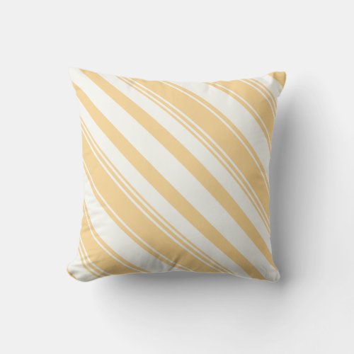 Yellow and White Diagonal Stripes Throw Pillow