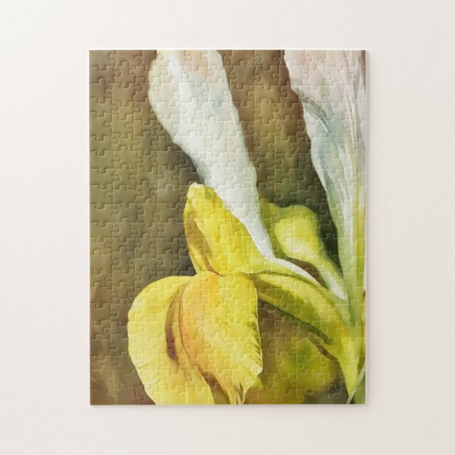 Yellow and White Dutch Iris Art Puzzle (Vertical)