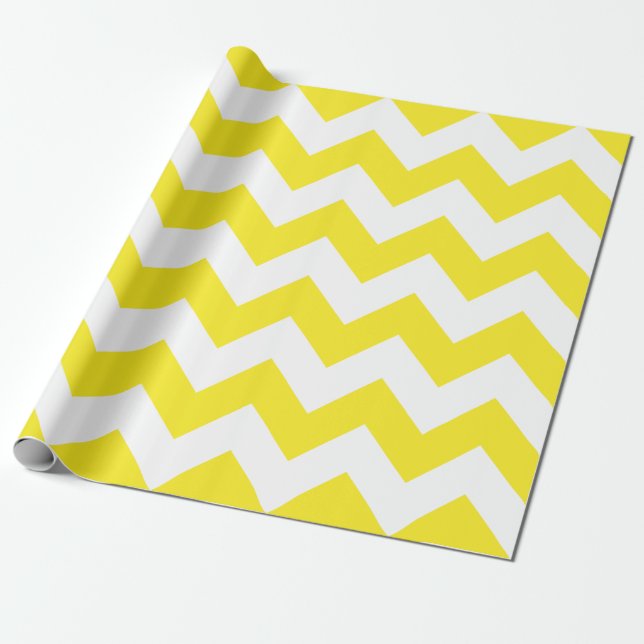 Yellow and White Extra Large Chevron Wrapping Paper (Unrolled)