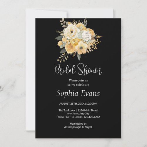 Yellow and White Floral Bouquet Bridal Shower Invitation