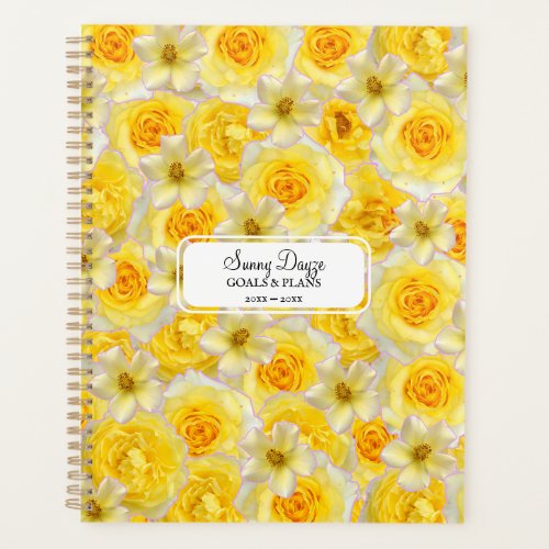 Yellow and White Floral Personalized Sunny Flowers Planner