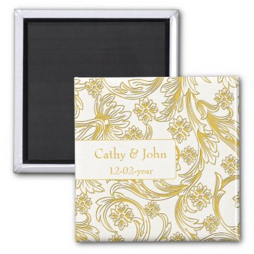 Yellow and White Floral Spring Wedding Magnet