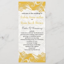 Yellow and White Floral Spring Wedding Program