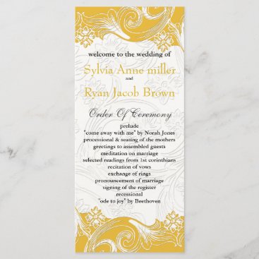 Yellow and White Floral Spring Wedding Program