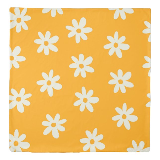 Yellow and White Flower Boho Chic Duvet Cover (Front)