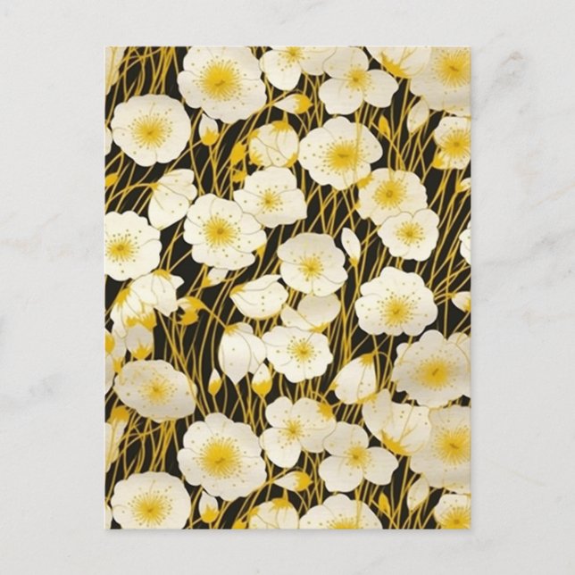 Yellow and White Flowers Chiyogami  Postcard (Front)
