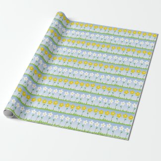 yellow and white flowers wrapping paper
