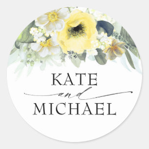 Yellow and White Flowers Spring Garden Classic Round Sticker
