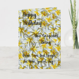 Yellow And White Frangipani Flowers, Card