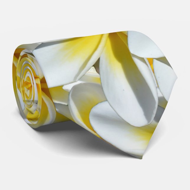 Yellow And White Frangipanis, Neck Tie (Rolled)