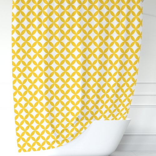 Yellow And White Geometric Shower Curtain