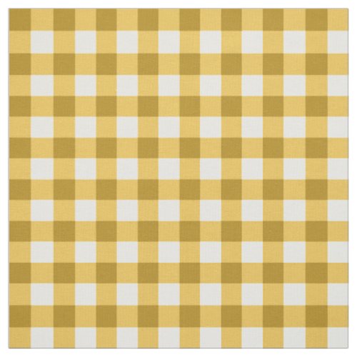 Yellow And White Gingham Check Pattern Fabric
