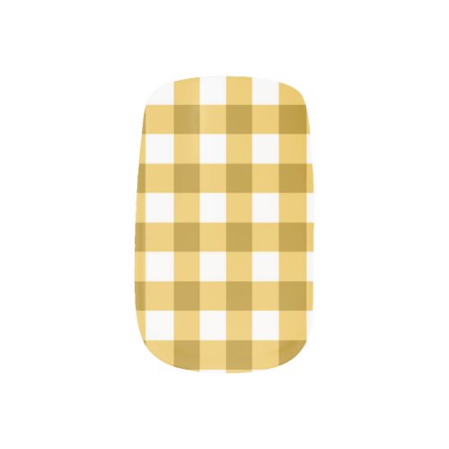 Yellow And White Gingham Check Pattern Minx Nail Wraps