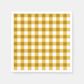 Yellow And White Gingham Check Pattern Napkins by InTrendPatterns at Zazzle