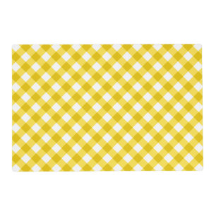 Yellow and White Gingham Checks Laminated Paper Placemat