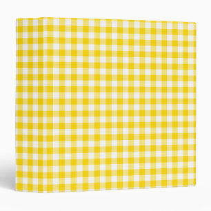 Yellow and White Gingham Checks Squares 3 Ring Binder
