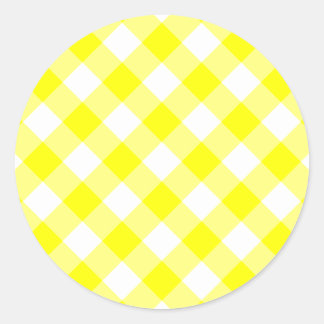 Yellow and White Gingham Classic Round Sticker