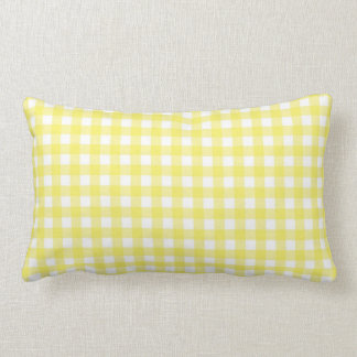 Yellow and White Gingham Design Lumbar Pillow