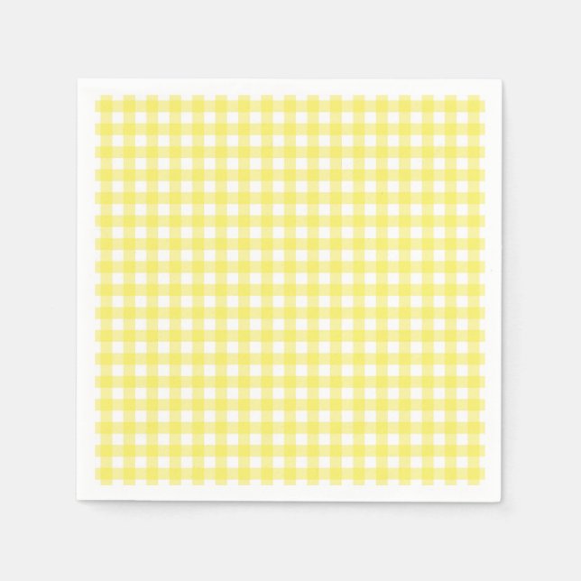 Yellow and White Gingham Design Napkins (Front)