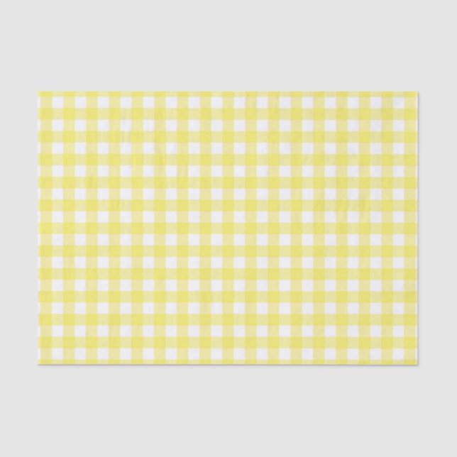 Yellow and White Gingham Design Tissue Paper (Front)