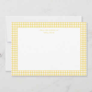 Yellow and white gingham gender neutral thank you card
