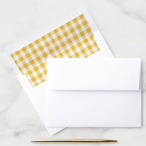 Yellow and White Gingham Plaid Pattern Envelope Liner