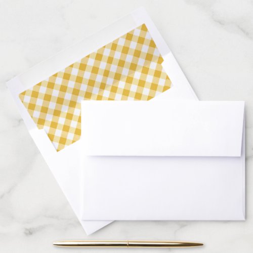 Yellow and White Gingham Plaid Pattern Envelope Liner