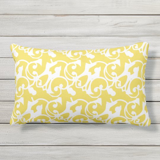 Yellow and White Gone Wild Lumbar Pillow