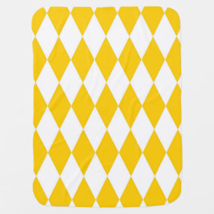 Yellow and White Harlequin Diamonds Check Design Baby Blanket
