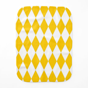 Yellow and White Harlequin Diamonds Check Design  Baby Burp Cloth