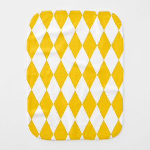 Yellow and White Harlequin Diamonds Check Design  Baby Burp Cloth