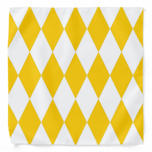 Yellow and White Harlequin Diamonds Check Design Bandana