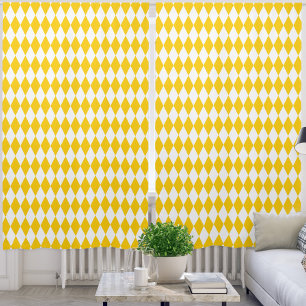 Yellow and White Harlequin Diamonds Check Design Blackout Curtains