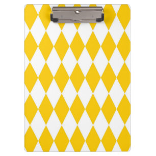 Yellow and White Harlequin Diamonds Check Design  Clipboard