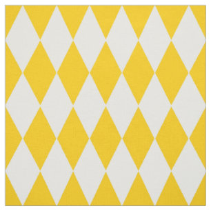 Yellow and White Harlequin Diamonds Check Design  Fabric