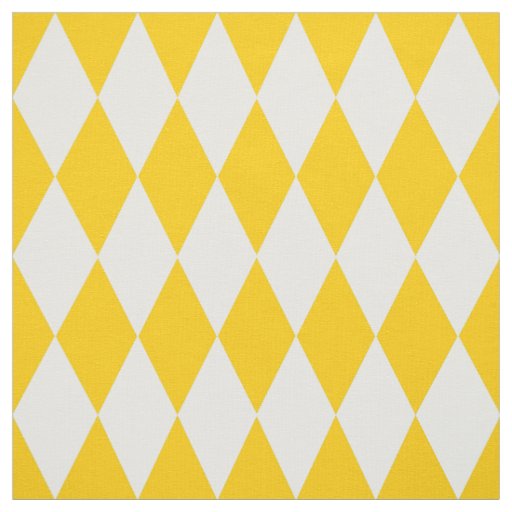 Yellow and White Harlequin Diamonds Check Design  Fabric