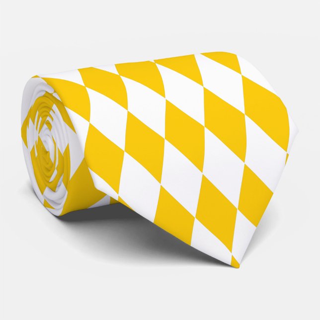 Yellow and White Harlequin Diamonds Check Design  Neck Tie (Creator Uploaded)