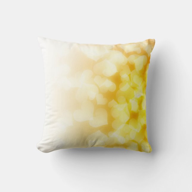 yellow and white hearts cute throw pillow (Front)